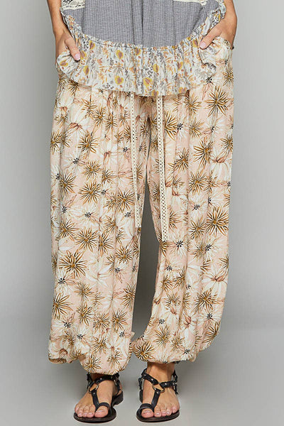 Multi colored printed woven casual pants