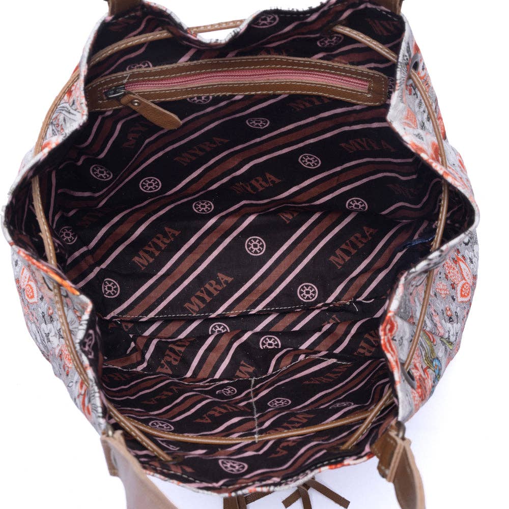Southern Bloom Cotton & Leather Bucket Bag in Clay Blossom