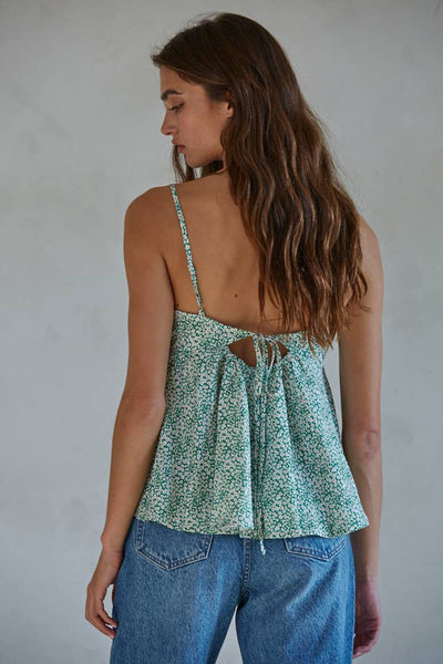 L7259 | Floral Print V-Neck Cami Spaghetti Strap Top
