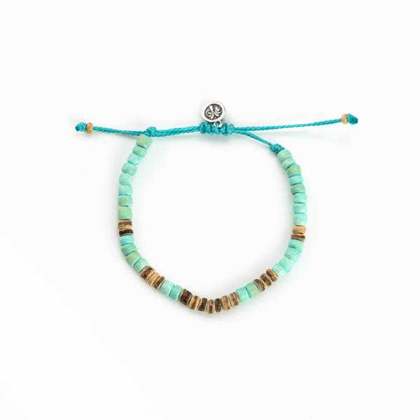 Coconut Beach Bracelet, Beaded Bracelet, Adjustable Bracelet