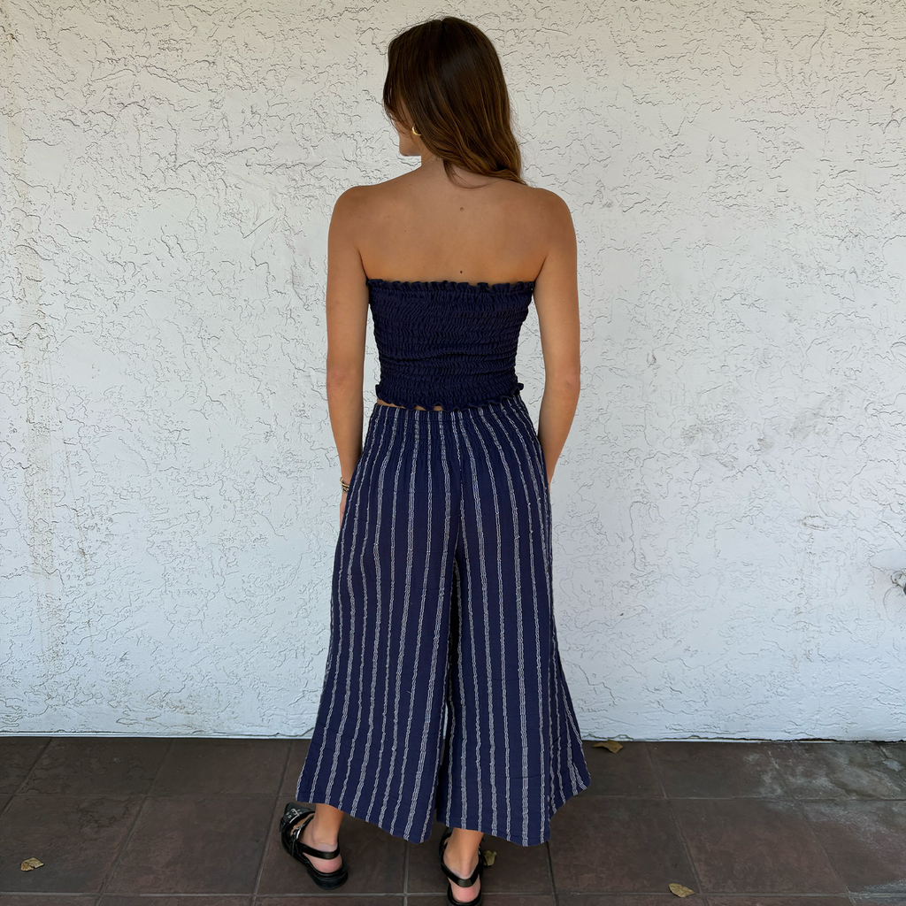 Navy Sailor Stripe Lagoon Cropped Pants