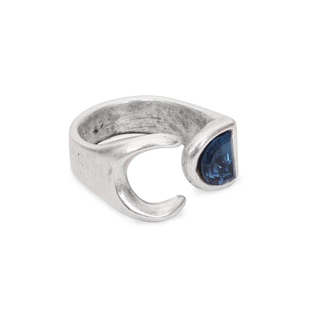Handmade BlueMoon Crystal Brass Ring - 6913