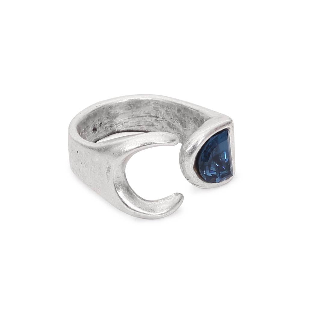 Handmade BlueMoon Crystal Brass Ring - 6913