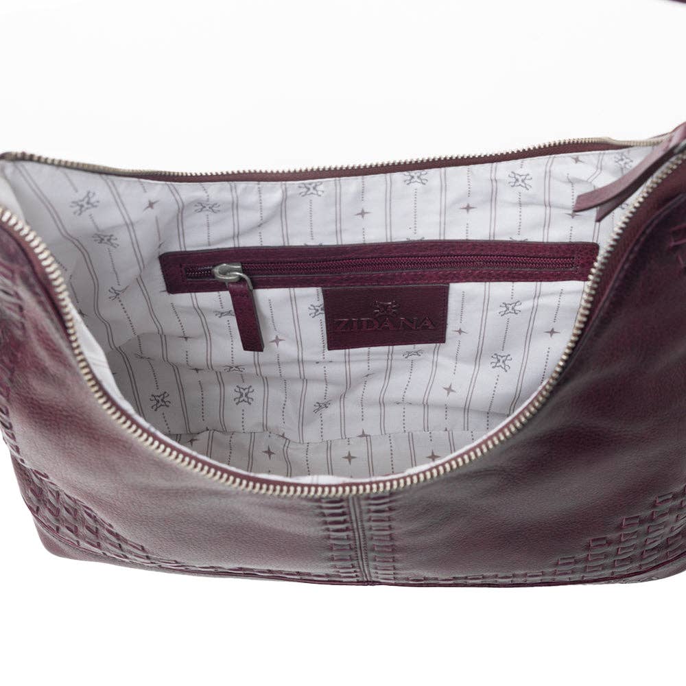 Myra Zidana Marlowe Dusk Veg Tanned Leather Bag in Deep Plum