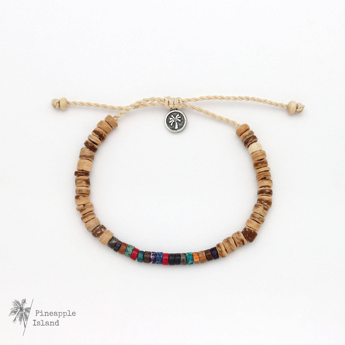 Koʻolau Wood Beaded Bracelet, Natural Stone Beads, Surf