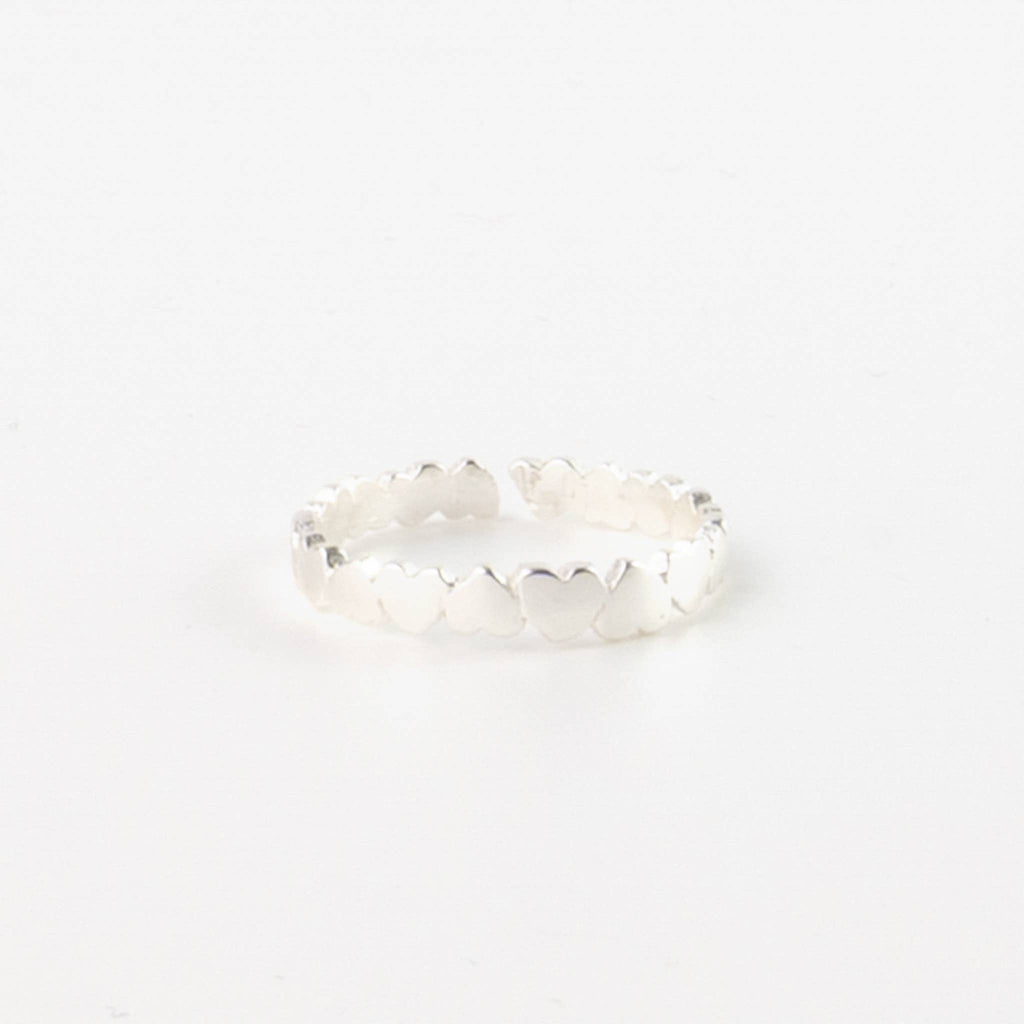 Arjuna Adjustable Heart Ring, Dainty Silver Heart Ring