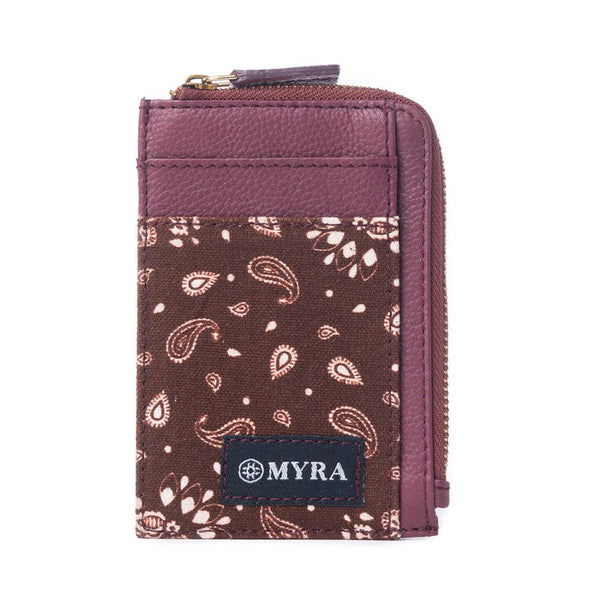 Red Rock Bloom Leather Credit Card Holder in Russet Plum