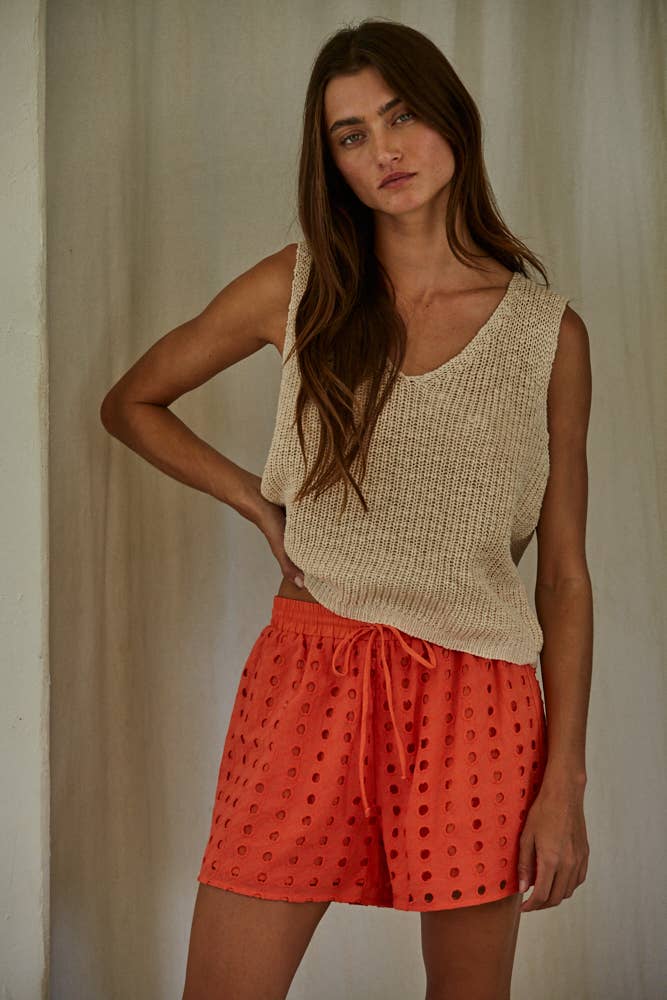 Knit Sweater Cotton Acrylic V-Neck Vest Top