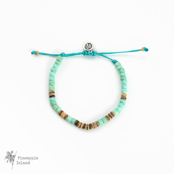 Coconut Beach Bracelet, Beaded Bracelet, Adjustable Bracelet