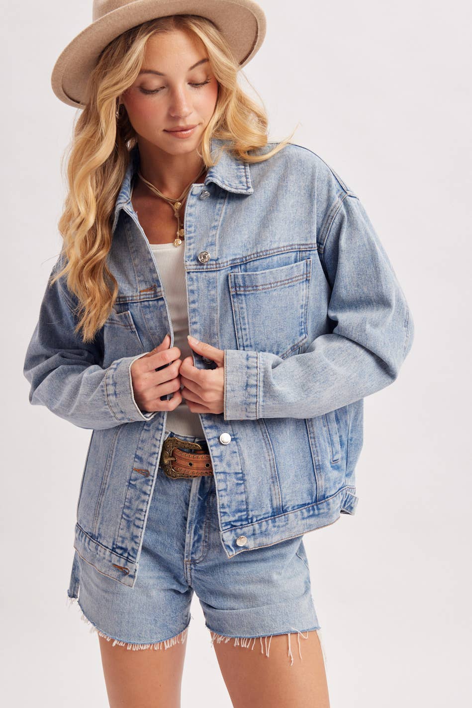 DENIM BUTTON DOWN OVERSIZED JACKET