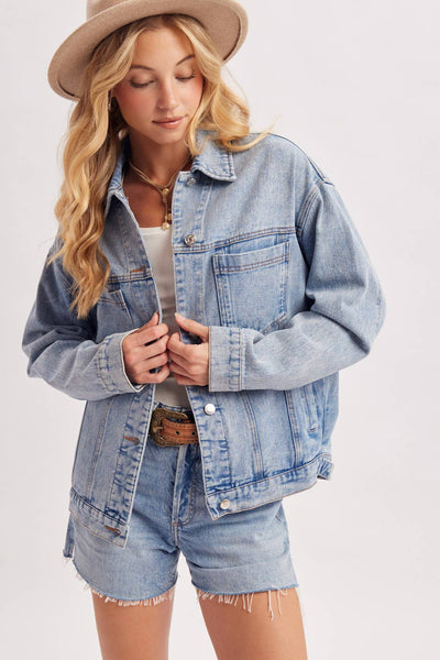 DENIM BUTTON DOWN OVERSIZED JACKET