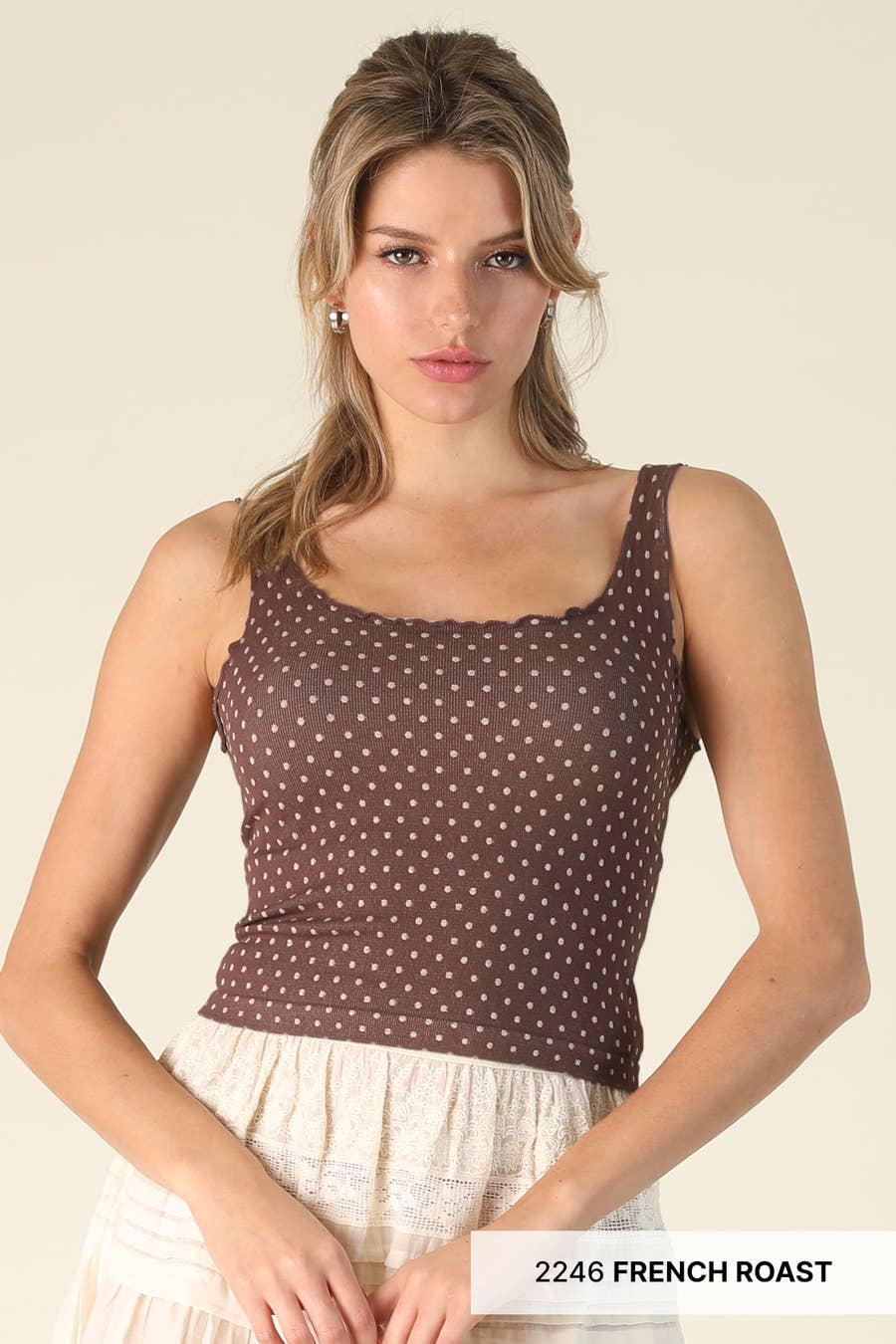 NS8531 - Polka Dot Edge Crop Top