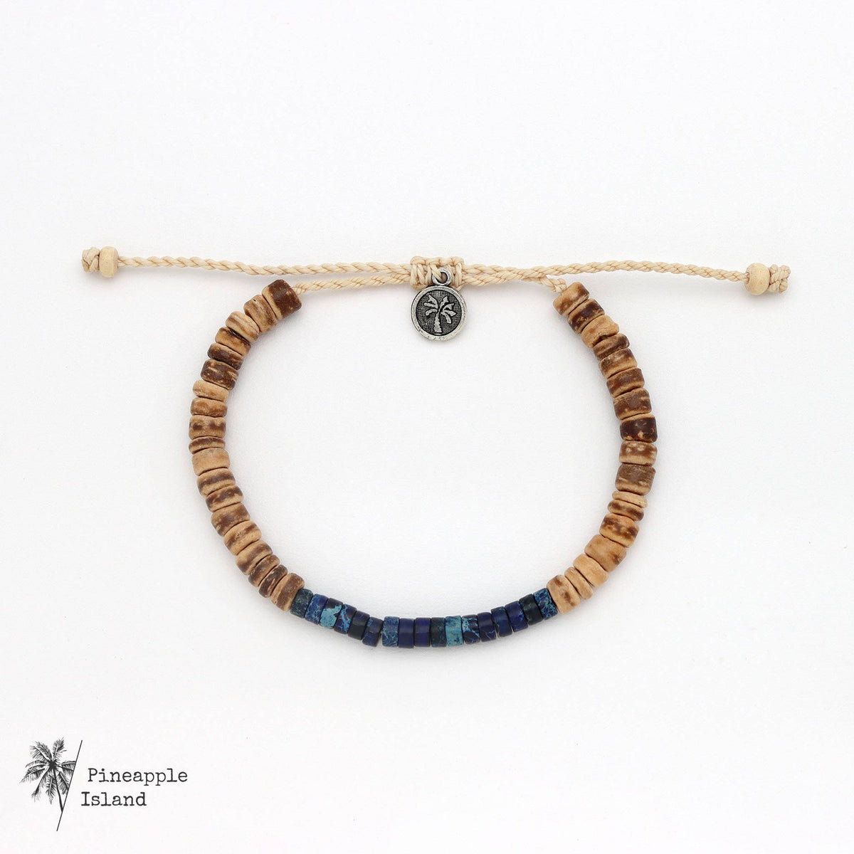 Koʻolau Wood Beaded Bracelet, Natural Stone Beads, Surf