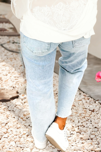 LDC Frayed Cropped Light Wash Jeans | S-4X