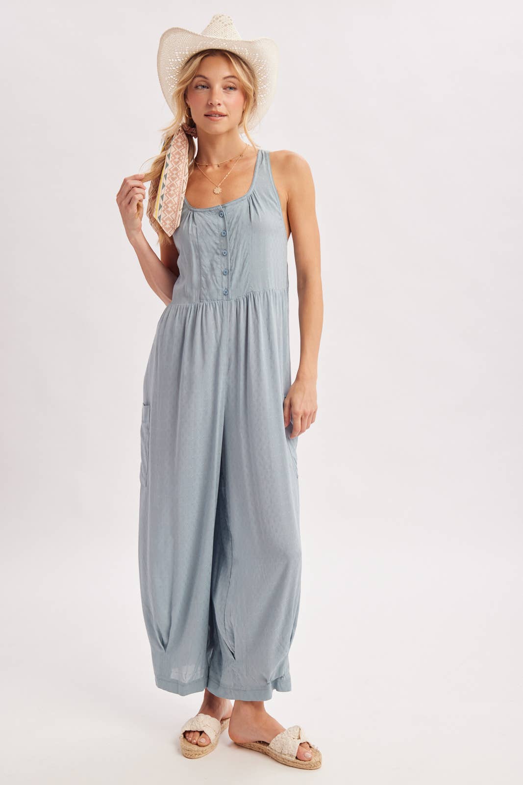 BOHO CROSS-BACK RELAXED SLEEVELESS JUMPSUIT