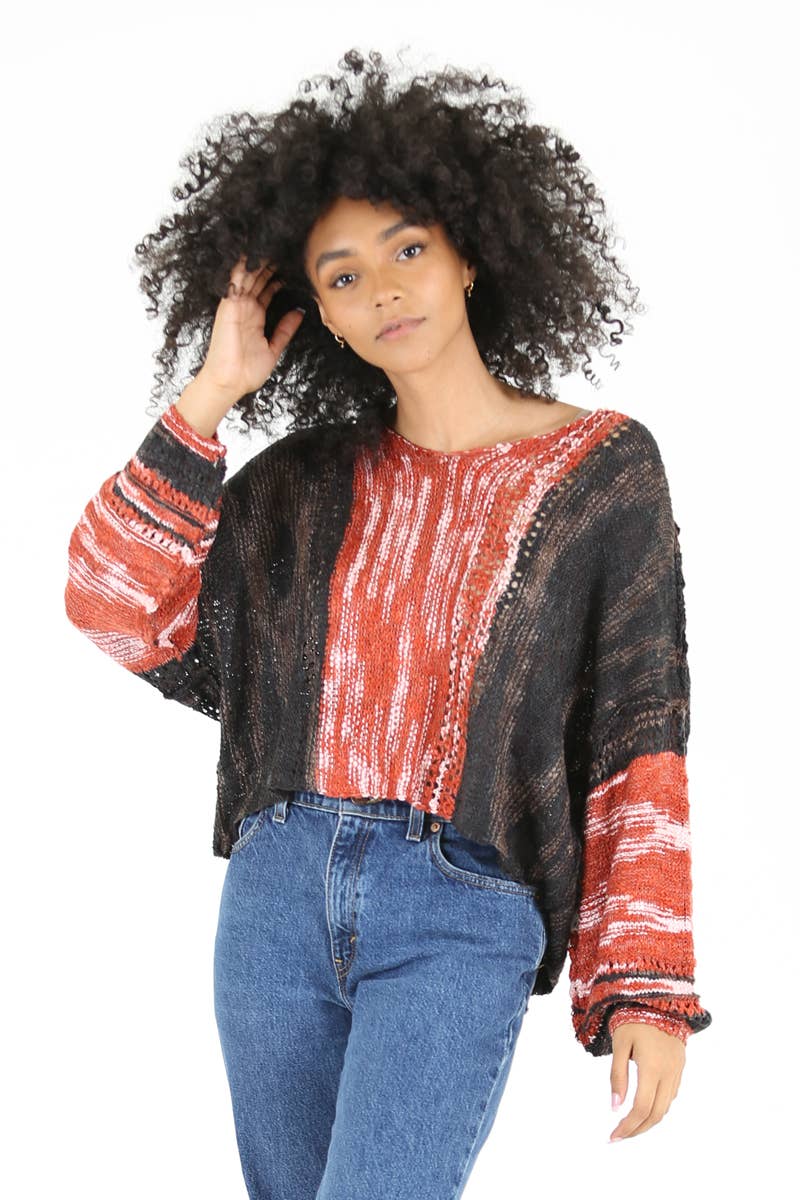 BEACHY LIGHT WEIGHT V NECK CROP PULLOVER SWEATER