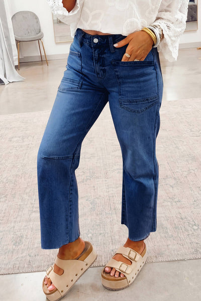 LDC Frayed Cropped Light Wash Jeans | S-4X