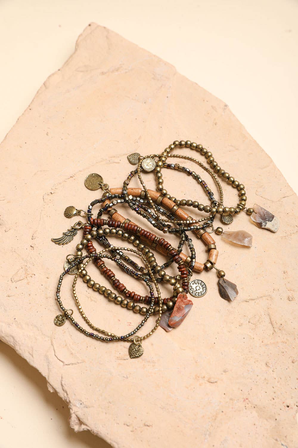 Boho Stone and Bead Stack Bracelet - Bestseller!