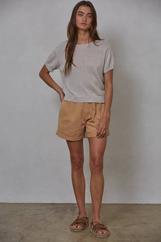 W2022 | Knit Sweater Cotton Polyester Short Sleeve Top