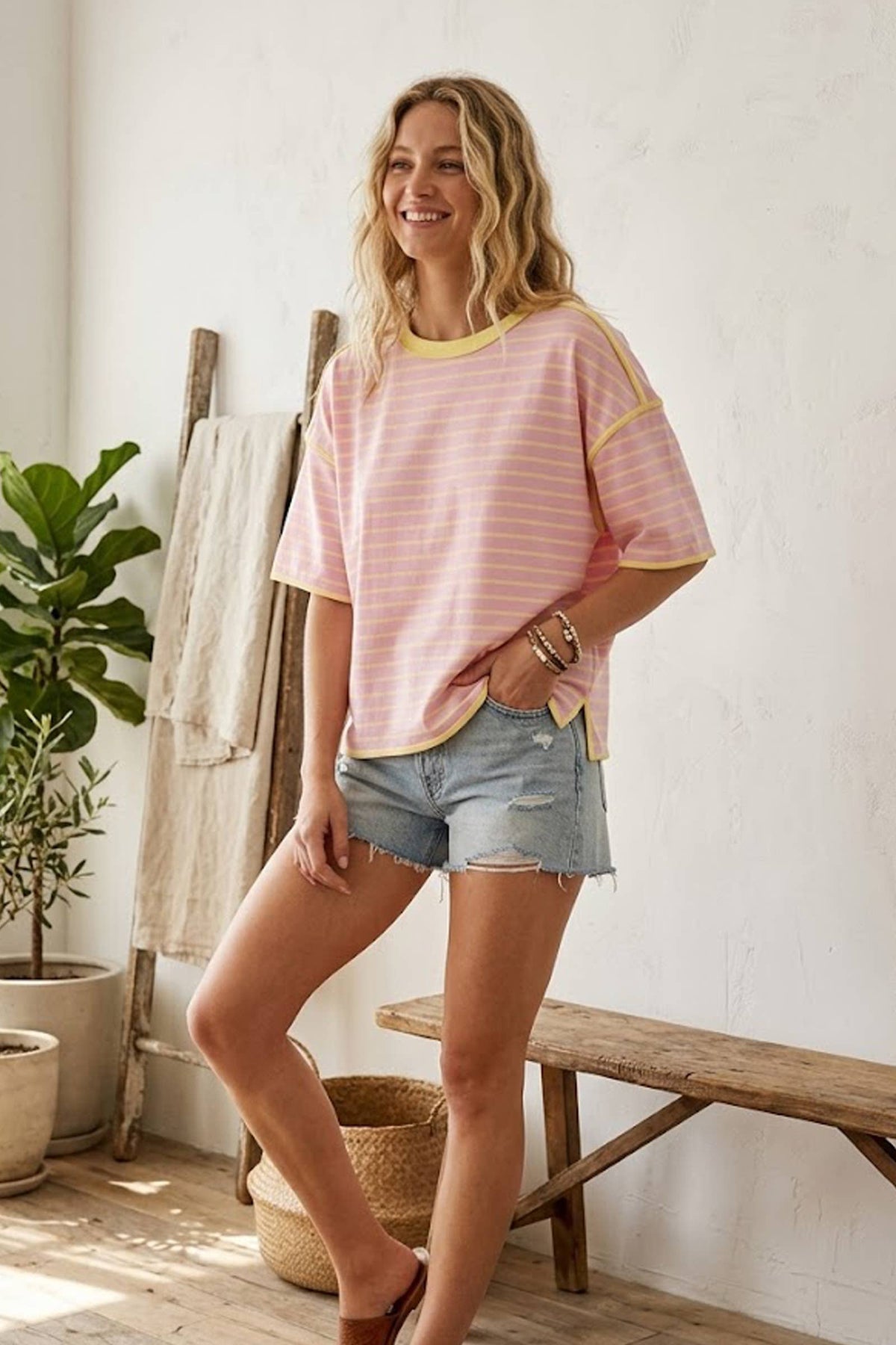 Striped Relaxed Fit Knit Tee