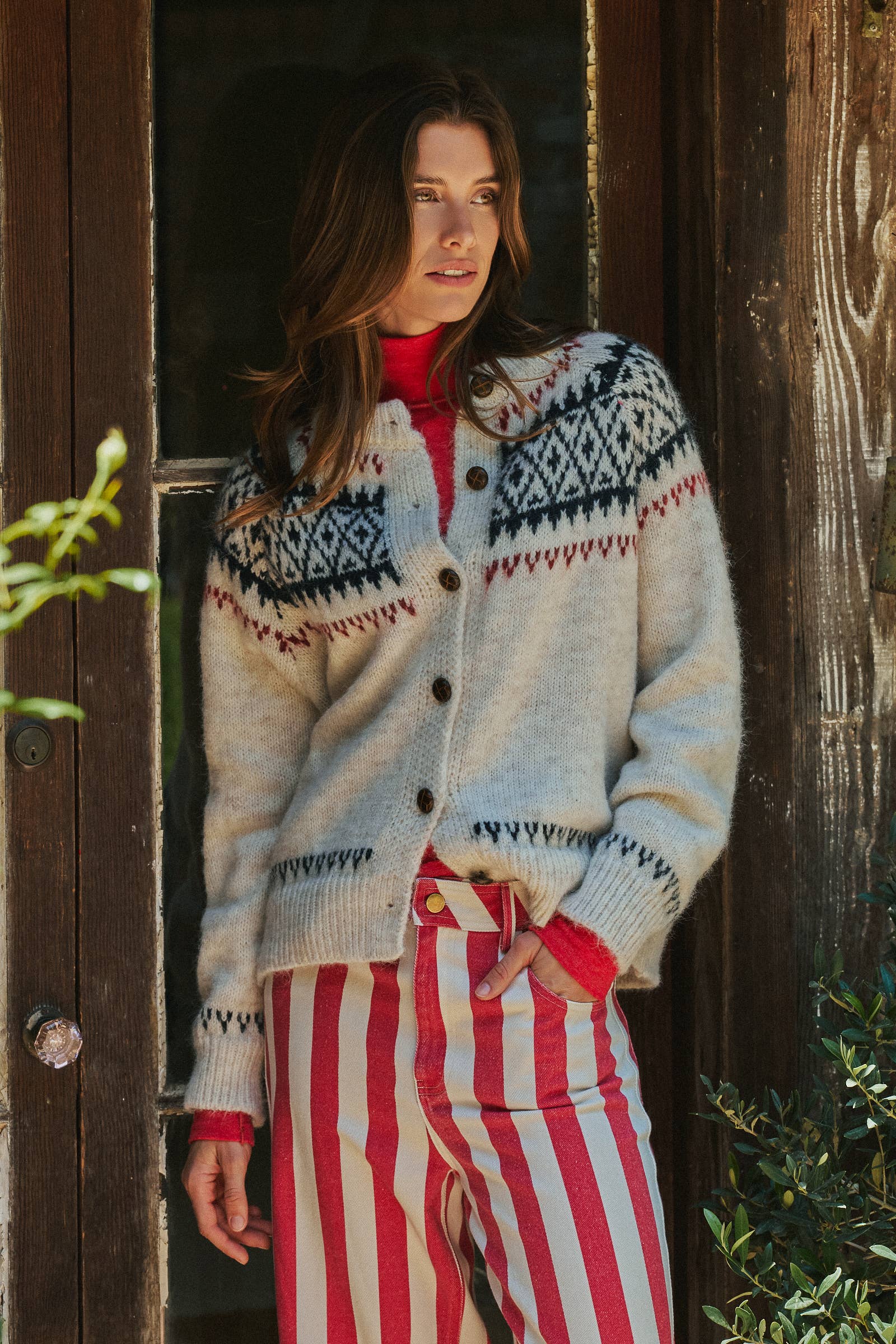 Fair Isle Nordic Toggle Knit Cardigan