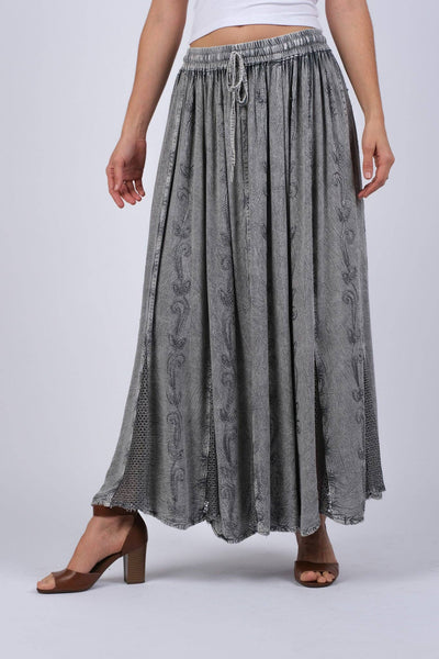 Gray Maxi Skirt with Highlights of Mesh
