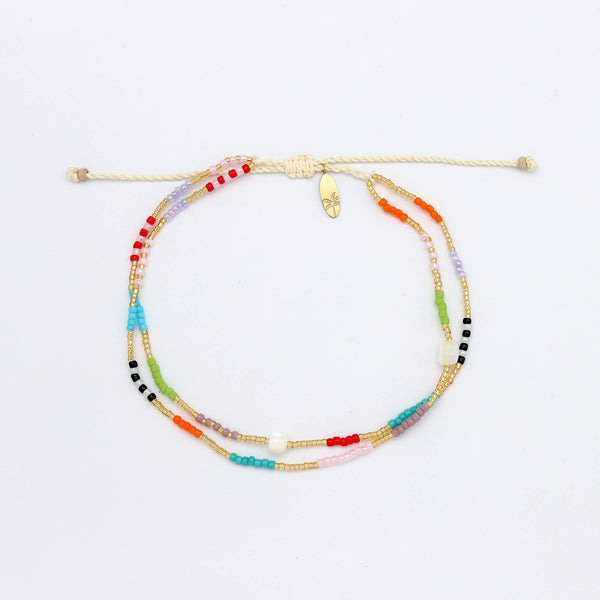 Golden Hour Colourful Beaded Anklet Collection, Surf Jewelry
