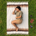 Authentic Mexican Blanket - Canyon Sands | White Brown Beige