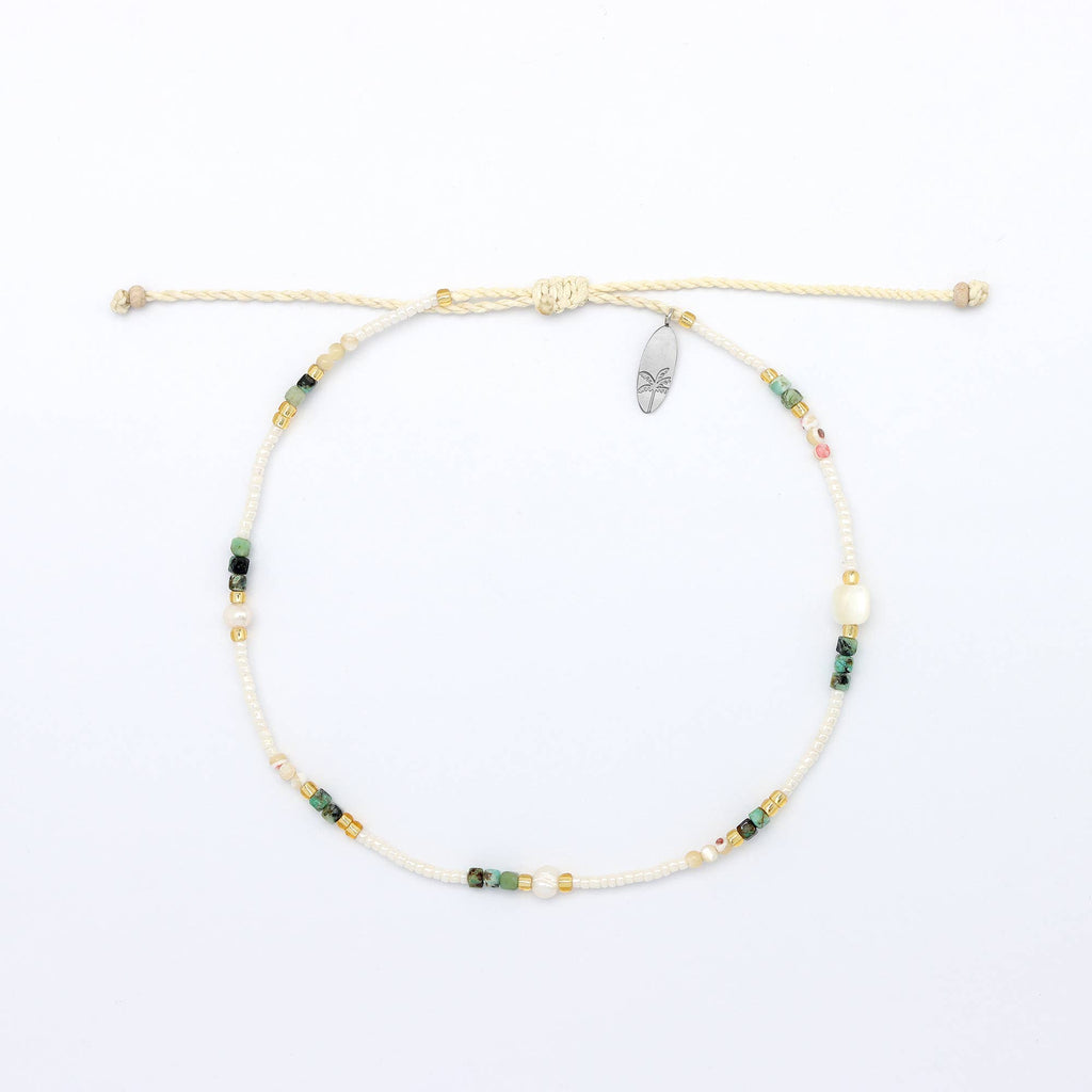 Giada Pelita Beaded Anklet, Adjustable Green Ankle Bracelet