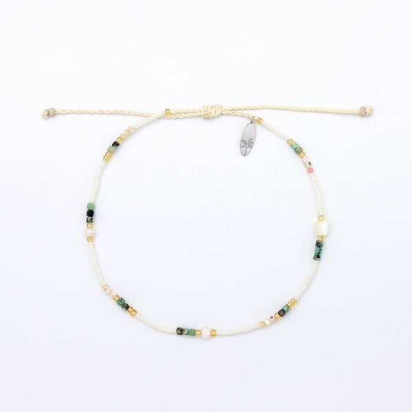 Giada Pelita Beaded Anklet, Adjustable Green Ankle Bracelet