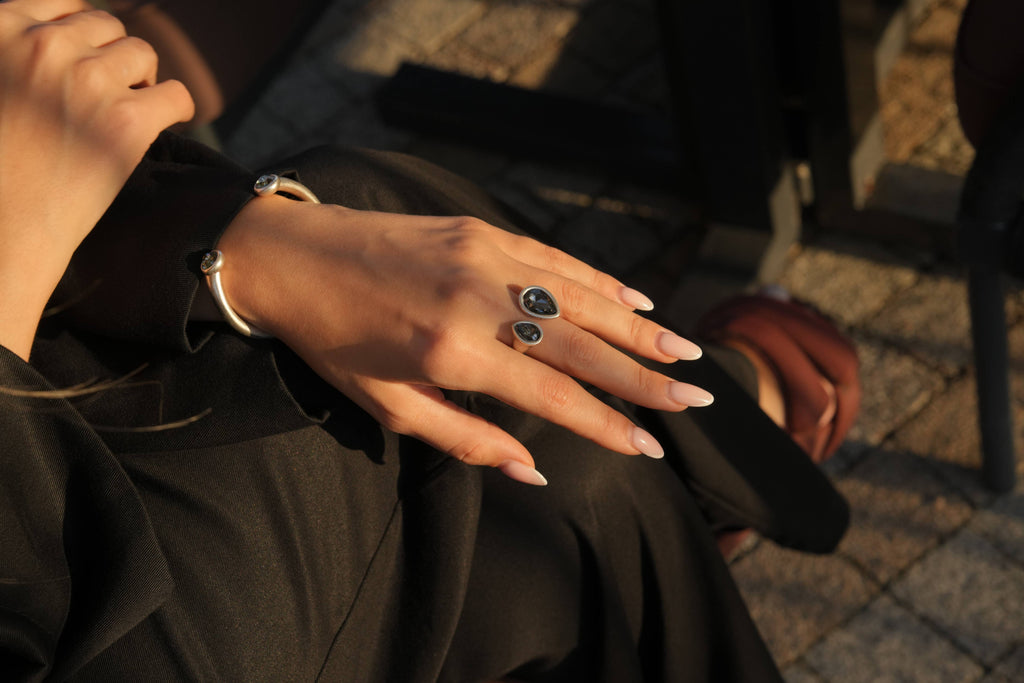 Handmade Crystal Brass Ring - 6845