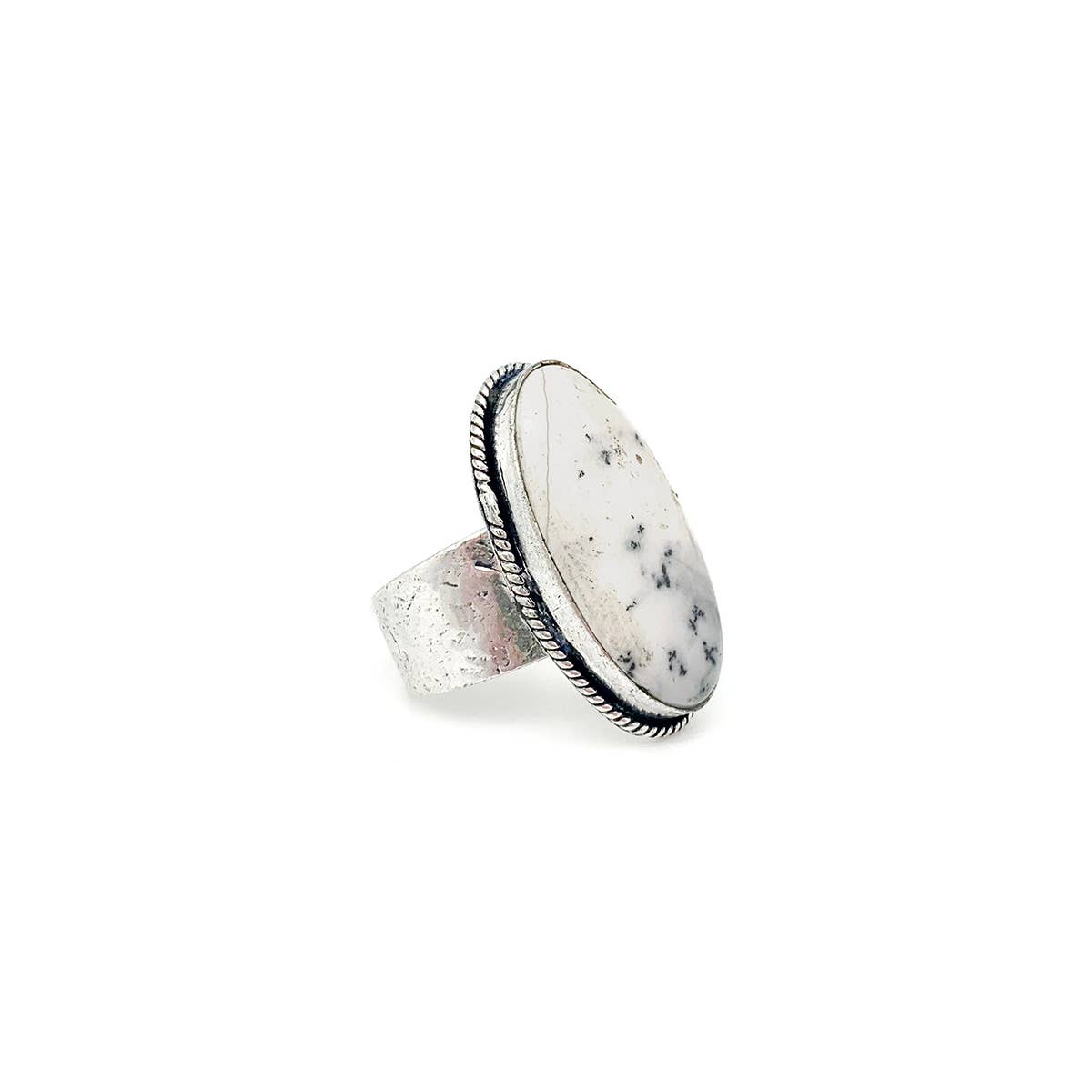 Handcrafted Kashi Semiprecious Stone Ring - Dendritic Opal