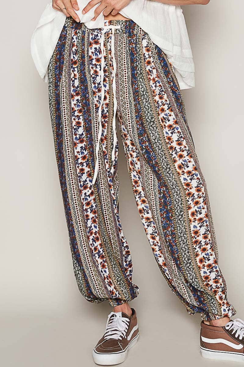 Multi colored printed woven casual pants