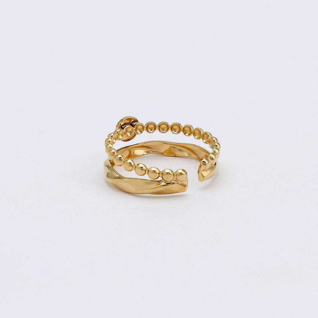 Turquoise Stone Double Ring, Waterproof Stainless Steel