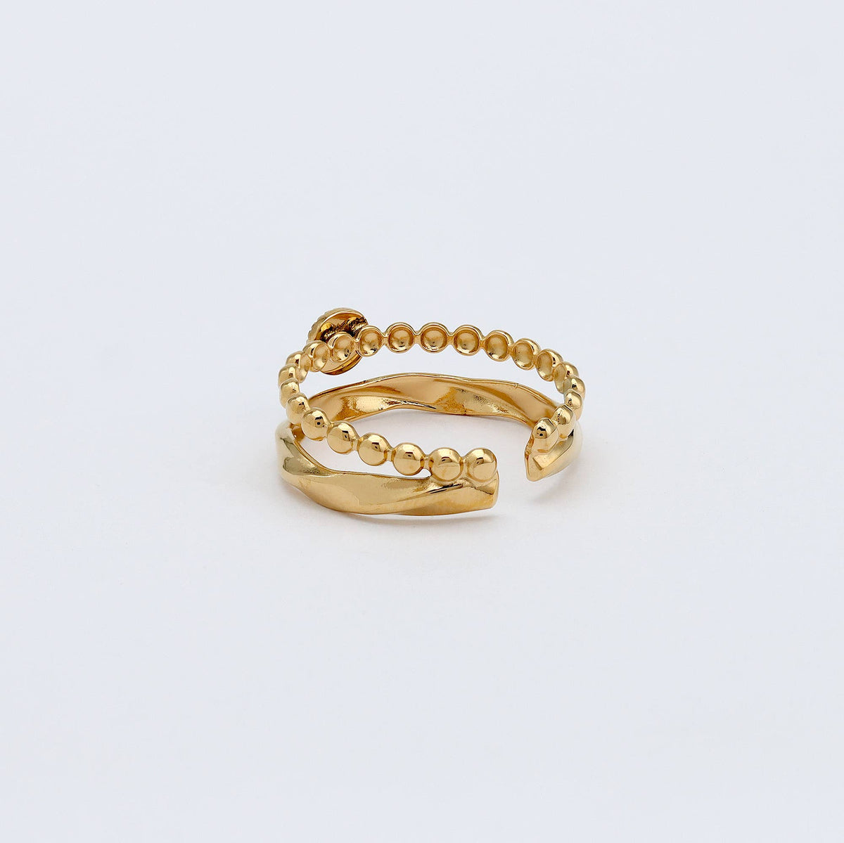Turquoise Stone Double Ring, Waterproof Stainless Steel