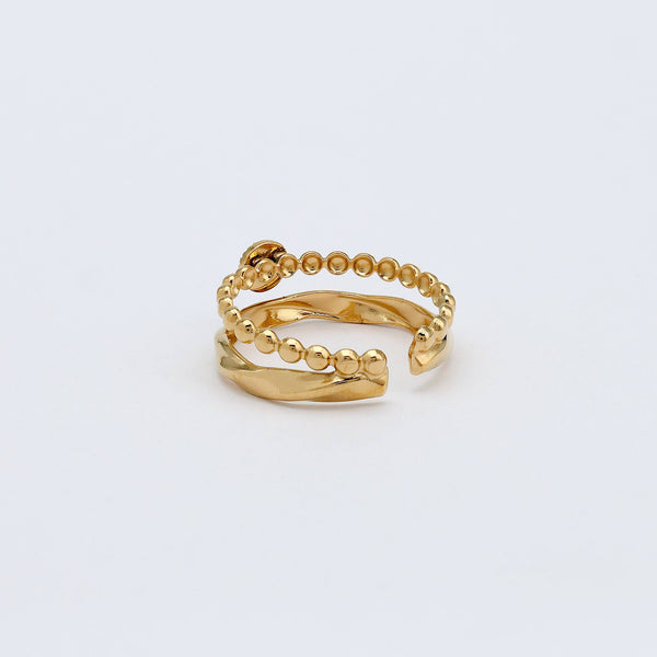 Turquoise Stone Double Ring, Waterproof Stainless Steel