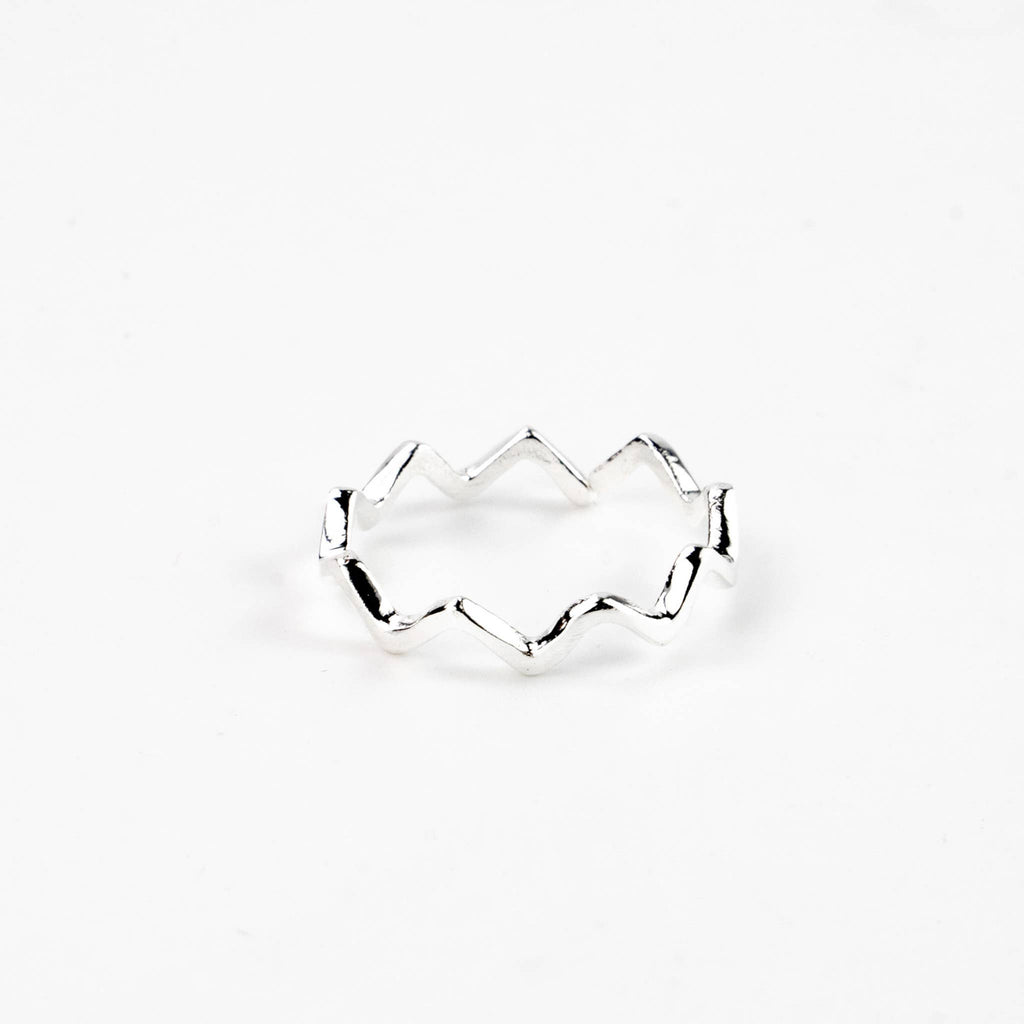 Ripple Wave Ring, Adjustable Silver Stacking Ring