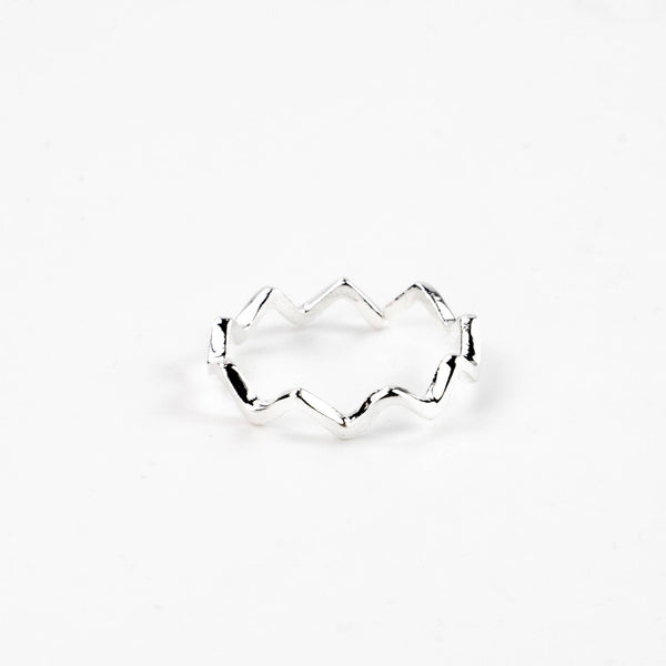 Ripple Wave Ring, Adjustable Silver Stacking Ring