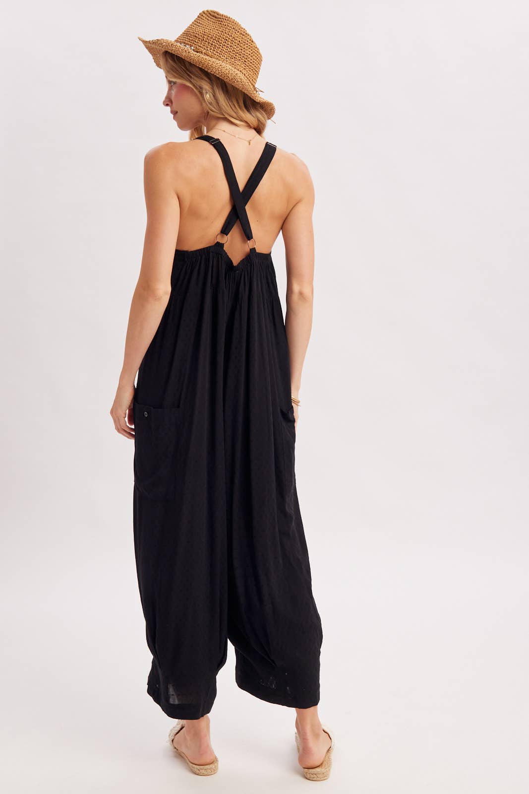 BOHO CROSS-BACK RELAXED SLEEVELESS JUMPSUIT