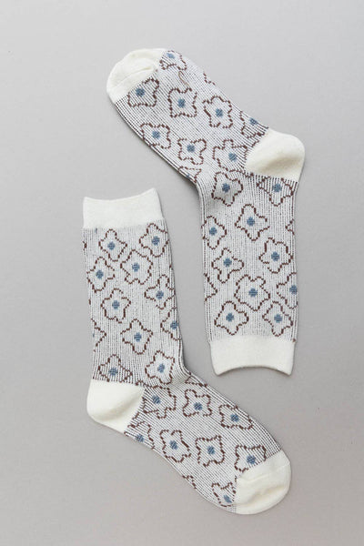 Retro Bloom Socks - Ivory