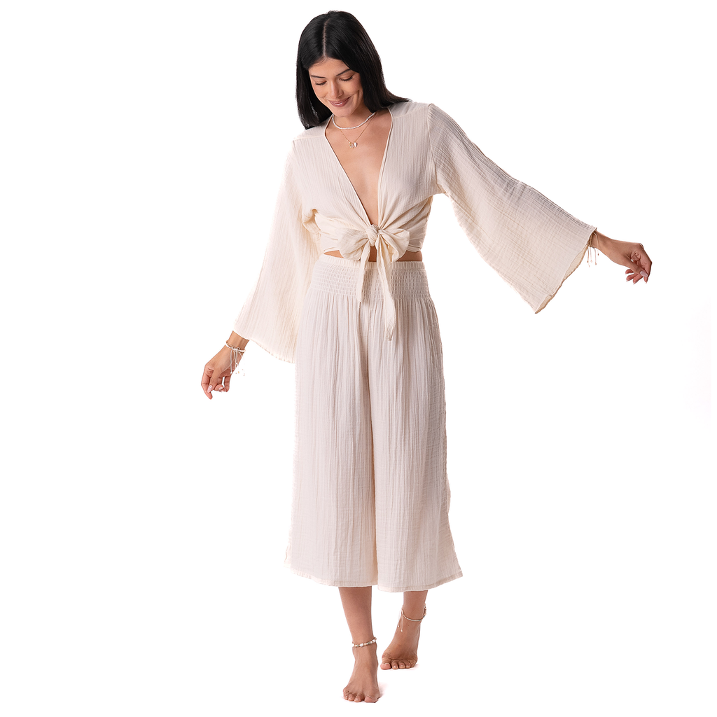 Cream Lagoon Cropped Pants