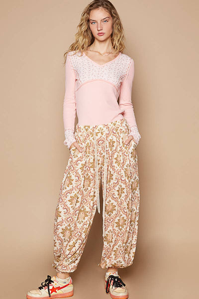 Multi colored printed woven casual pants