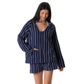 Navy Sailor Stripe Baja Pullover Hoodie