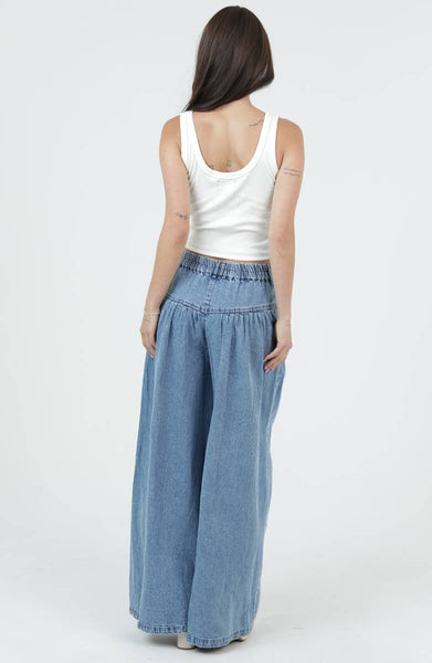 B3794-ASIS ACID WASH BUTTON FRONT WIDE LEG PANTS