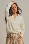Brushed Knit Johnny Collar Polo Sweater