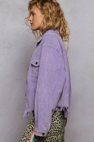 Pocket Front Button Down Corduroy Trucker Jacket