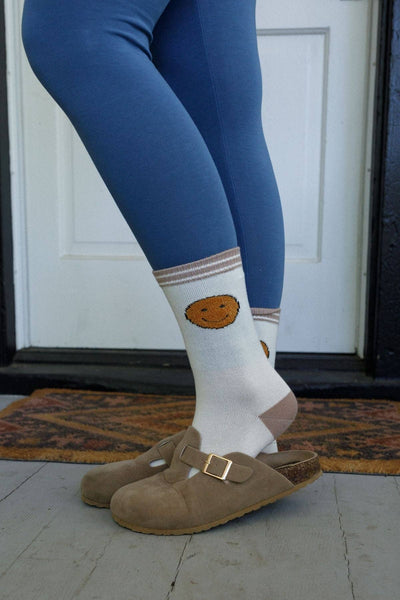 Happy Feet Smiley Face Socks - Ivory
