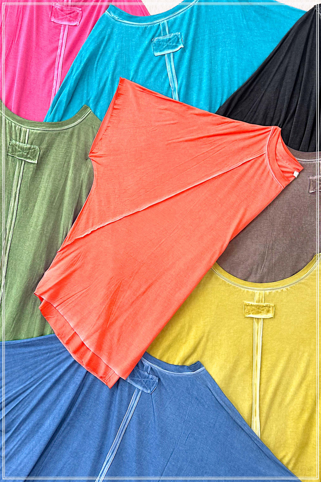 HBT7653-Dyed Fabric Round Neck Batwing Short Sleeve Top