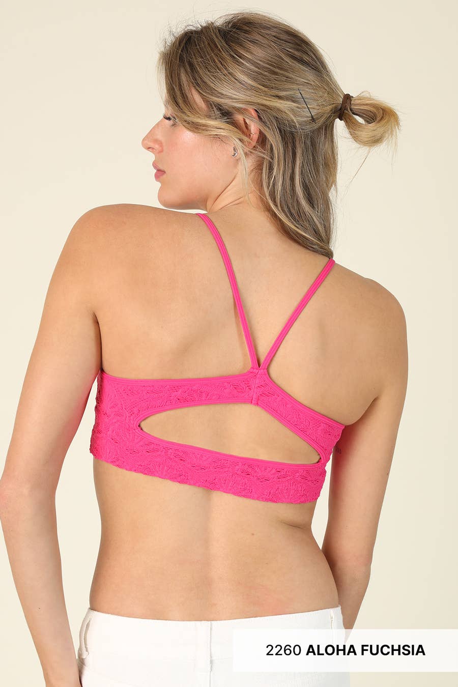 NS8412-Textured Lace Triangle Cut-Out Bralette