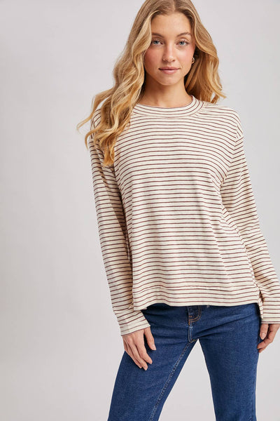 STRIPED CREW NECK  SLOUCHY KNIT TOP